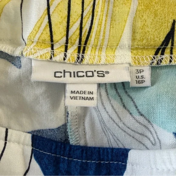 Chico's Vibrant Linen Lightweight Print Pants Size 16P - Picture 4 of 16